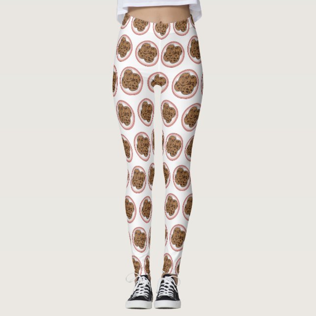 Legging Ilustração de desenho animado com chip de chocolat (Frente)