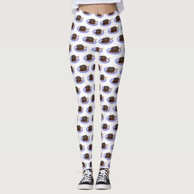 Legging Ilustração de desenho animado com haste de borrego (Frente)