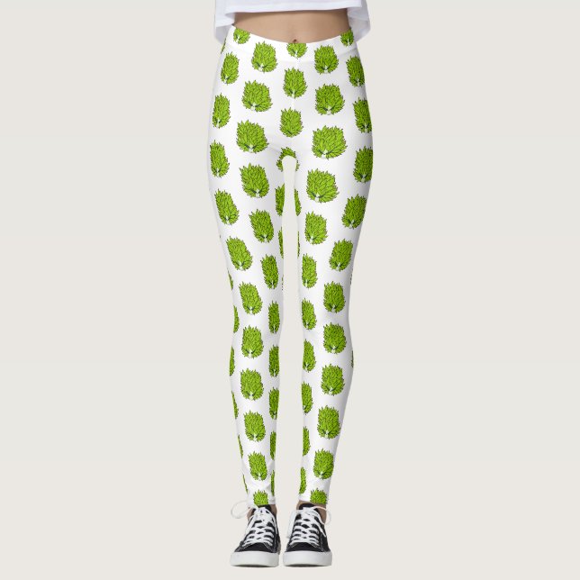 Legging Ilustração de desenho animado com lesma de folha (Frente)