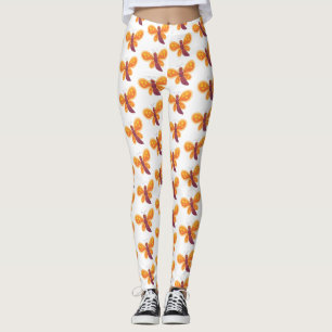 Legging Ilustração de desenho animado de borboleta laran