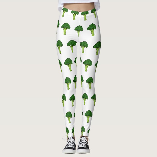 Legging Ilustração de desenho animado de brócolis (Frente)