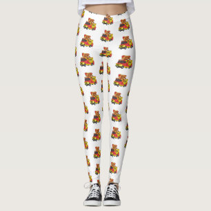 Legging Ilustração de desenho animado de caminhão com comi