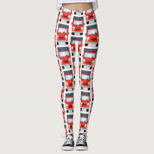 Legging Ilustração de desenho animado de caminhão vermelho