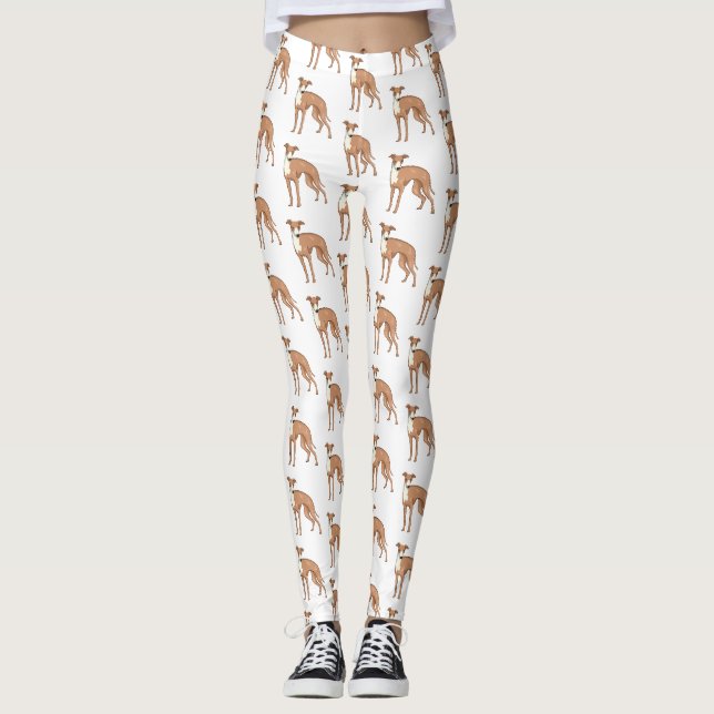 Legging Ilustração de desenho animado de cão Greyhound (Frente)