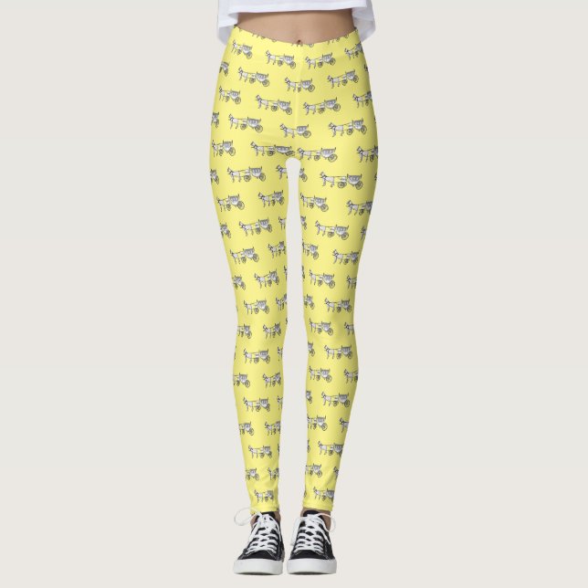 Legging Ilustração de desenho animado de carruagem e caval (Frente)