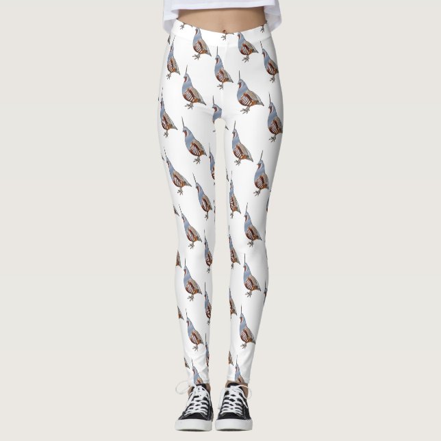 Legging Ilustração de desenho animado de codorniz de monta (Frente)