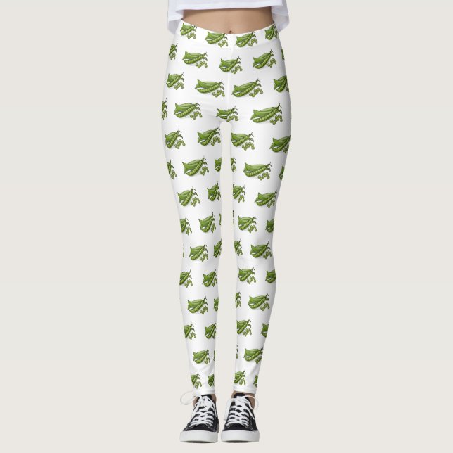 Legging Ilustração de desenho animado de ervilha (Frente)