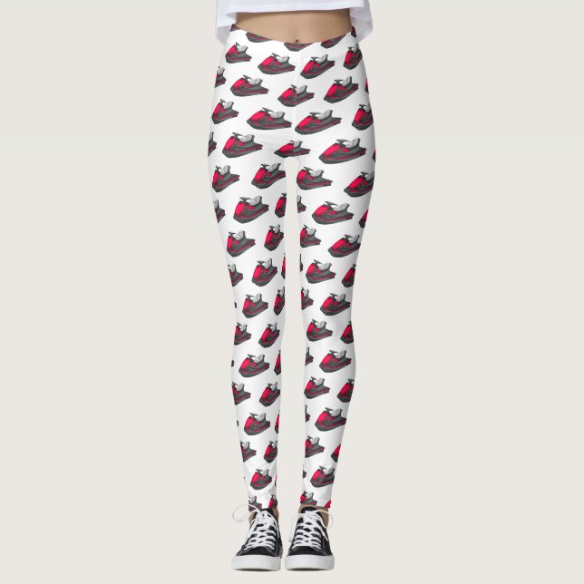 Legging Ilustração de desenho animado de esqui jet (Frente)