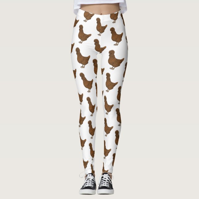 Legging Ilustração de desenho animado de frango polado Cha (Frente)