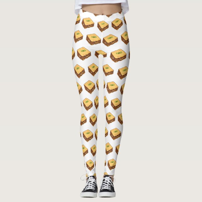 Legging Ilustração de desenho animado de Lasagna (Frente)
