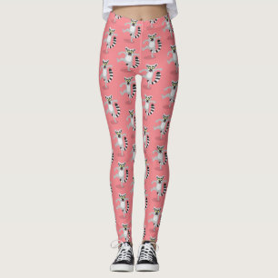 Legging Ilustração de desenho animado de lêmur de cauda de