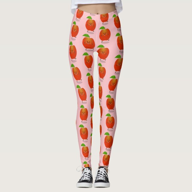 Legging Ilustração de desenho animado de maçã dançante (Frente)