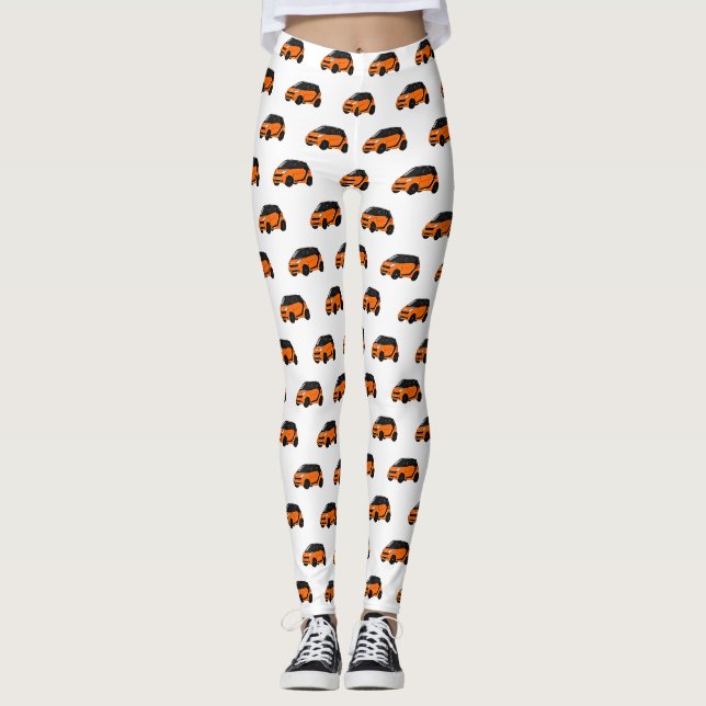Legging Ilustração de desenho animado de microcarro (Frente)