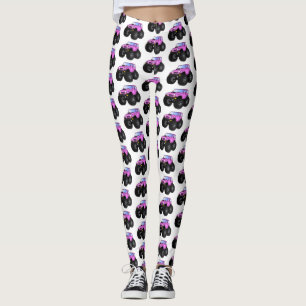 Legging Ilustração de desenho animado de monstro rosa