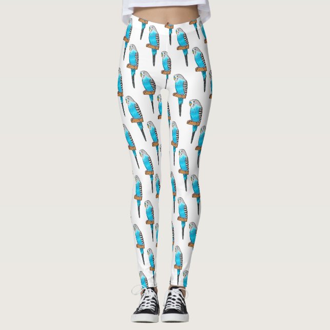 Legging Ilustração de desenho animado de pássaros azul (Frente)