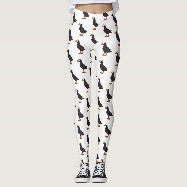 Legging Ilustração de desenho animado de pássaros puffin t (Frente)