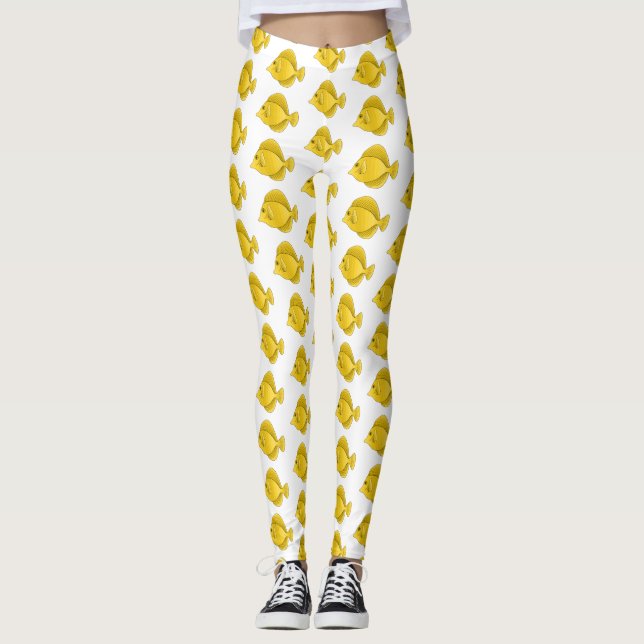 Legging Ilustração de desenho animado de peixe dançado ama (Frente)