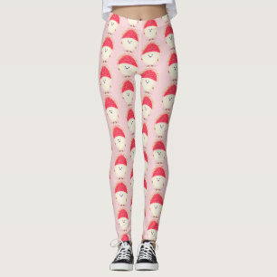 Legging Ilustração de desenho animado de rambutan rosa fof
