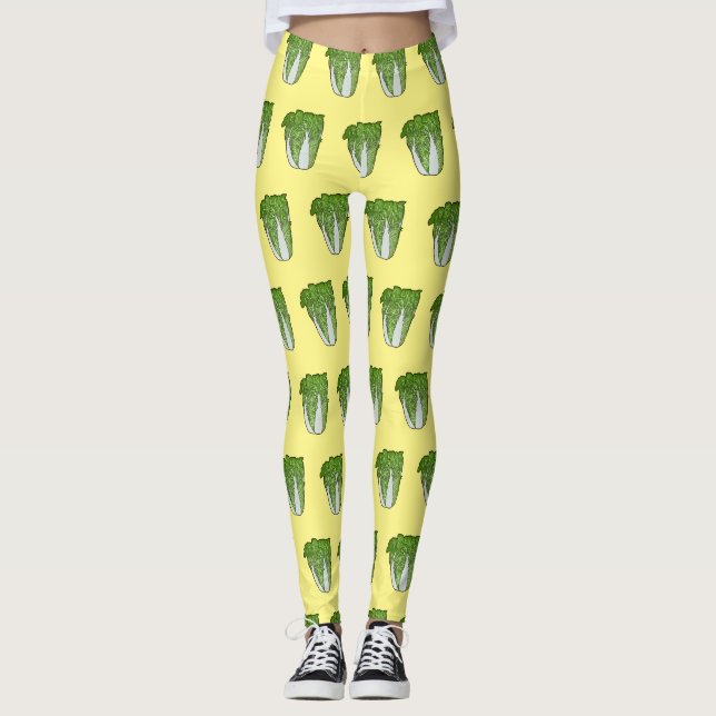Legging Ilustração de desenho animado de repolho chinês (Frente)