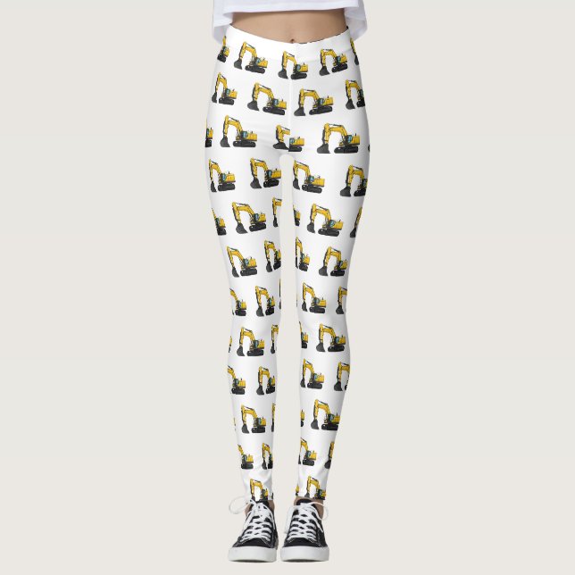 Legging Ilustração de desenho animado do crawler escavator (Frente)