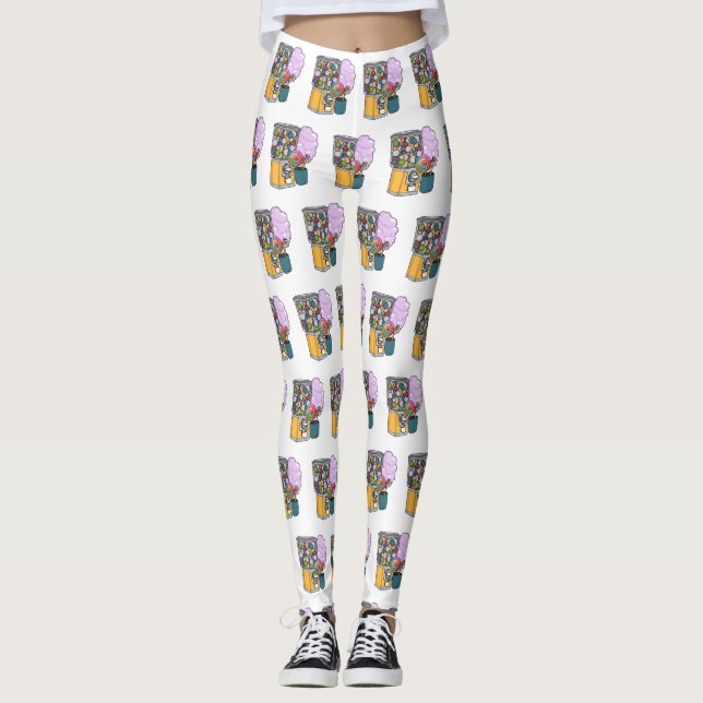 Legging Ilustração de desenho animado doce (Frente)