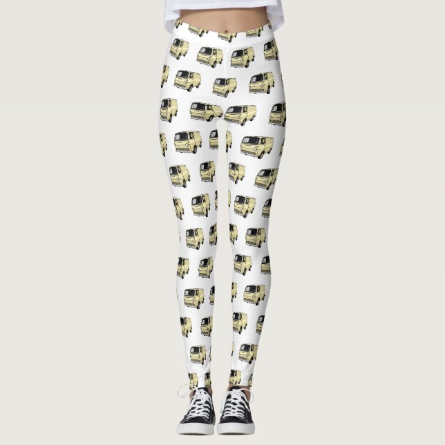 Legging Ilustração de desenho da van clássica (Frente)