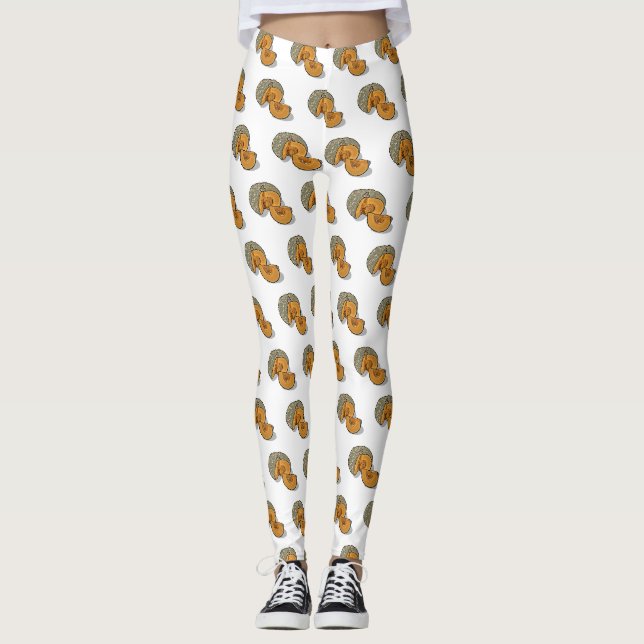 Legging Ilustração de desenho de abóbora (Frente)