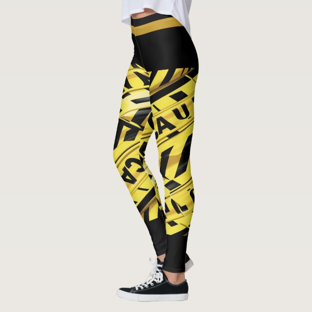 Legging Ilustração de Fita de Cuidado Amarelo (Esquerda)