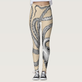 Legging Ilustração de polvo desenho científico vintage