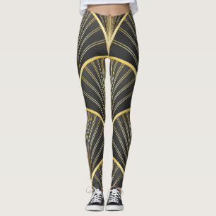 Legging Ilustração de Textura Geométrica Art Deco