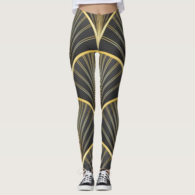 Legging Ilustração de Textura Geométrica Art Deco (Frente)