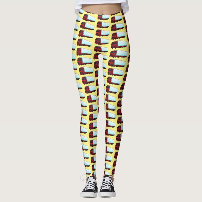 Legging Ilustração do caminhão do trailer vermelho (Frente)