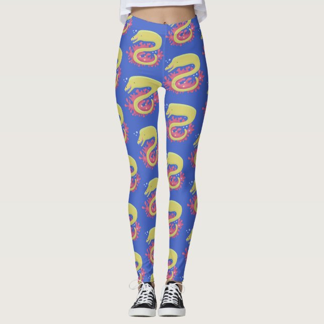 Legging Ilustração engraçada de desenho animado de enguia  (Frente)