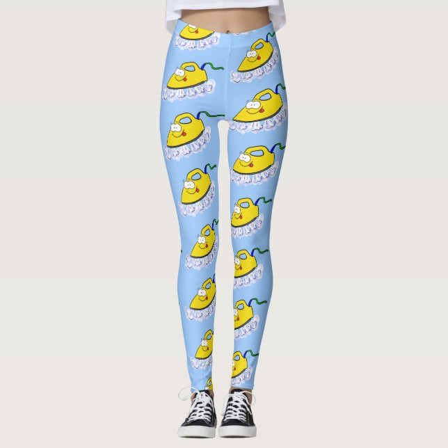 Legging Ilustração engraçada de ferro de passar desenho an (Frente)