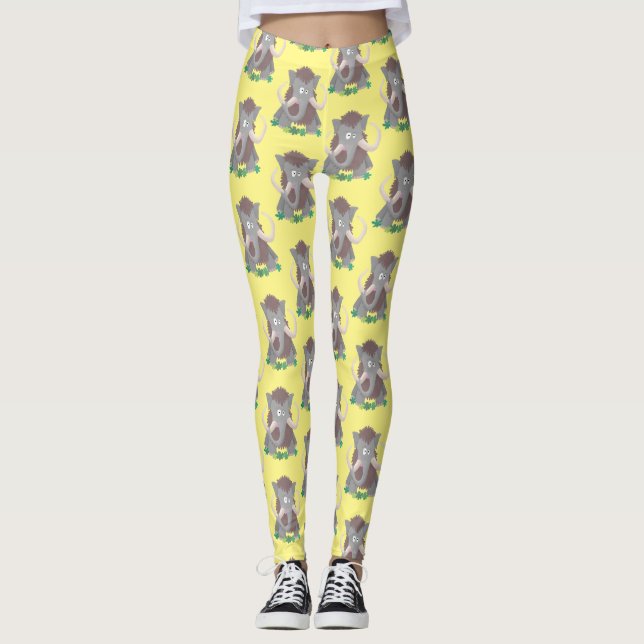 Legging Ilustração engraçada de mamute lanoso em desenho a (Frente)