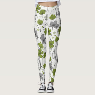 Legging Ilustração floral, flores silvestres abstrato, mod