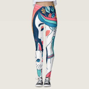 Legging Ilustração Gráfica de Senhora Cat