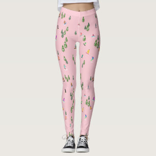 Legging Ilustração rosa de Snowboarders