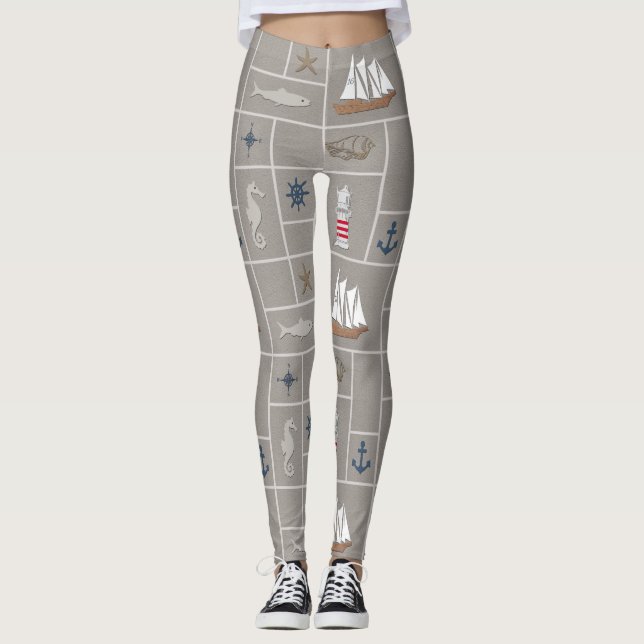 Legging Ilustração temática náutica (Frente)