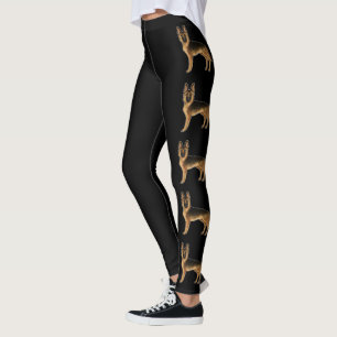 Legging Ilustrações de cães da raça pastor alemão preto e