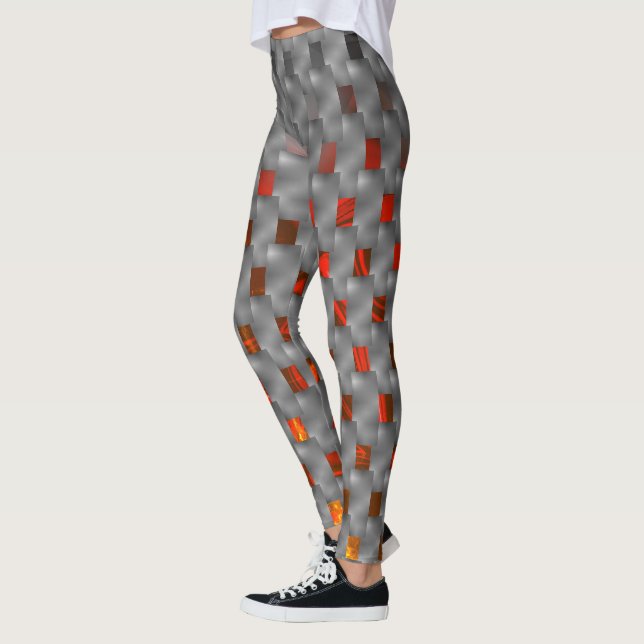 Legging Imagem avermelhada em placas de cinza, formas reta (Esquerda)