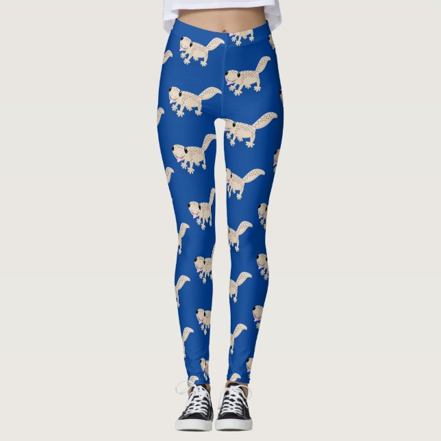 Legging Imagem de desenho animado de uma lagartixa pintada (Frente)