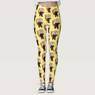 Legging Imagem de desenho animado do panda vermelho-bonito