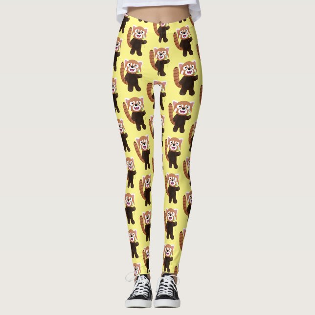 Legging Imagem de desenho animado do panda vermelho-bonito (Frente)