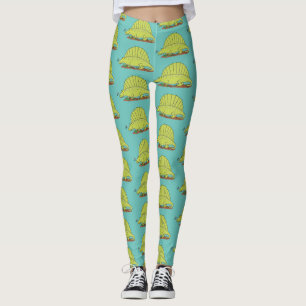 Legging Imagem de desenho animado verde-claro