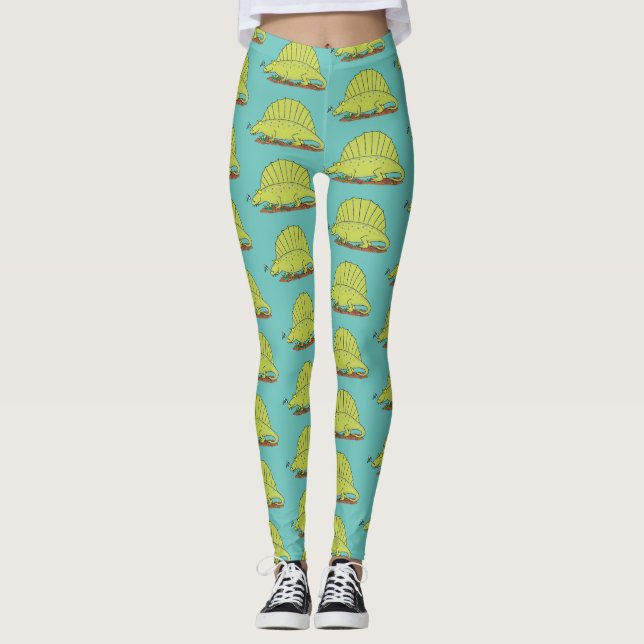 Legging Imagem de desenho animado verde-claro (Frente)