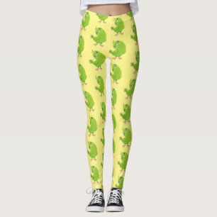 Legging Imagem de desenhos animados de periquito verde-esv