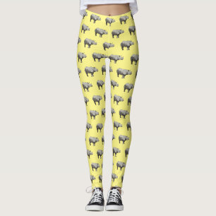 Legging Imagem do desenho animado de Javan rhinoceros