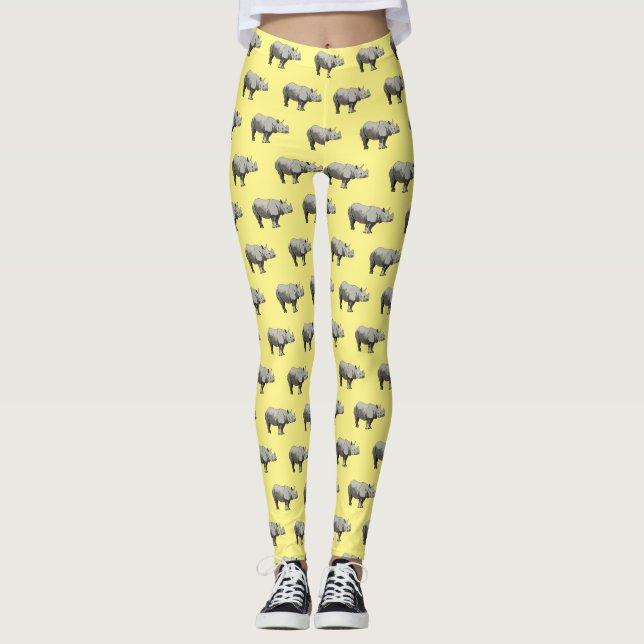 Legging Imagem do desenho animado de Javan rhinoceros (Frente)