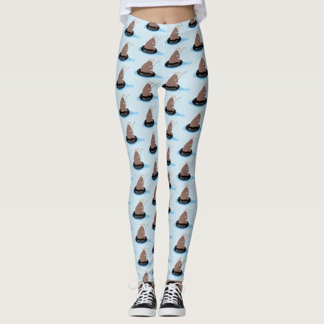 Legging Imagem do desenho animado de pesca de filhotes de  (Frente)